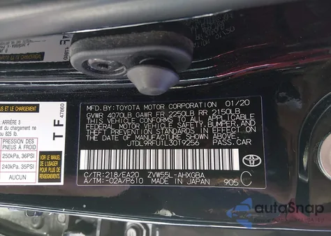 2020 Toyota Prius Xle Awd-E from USA, damaged, VIN JTDL9RFU1L3019256